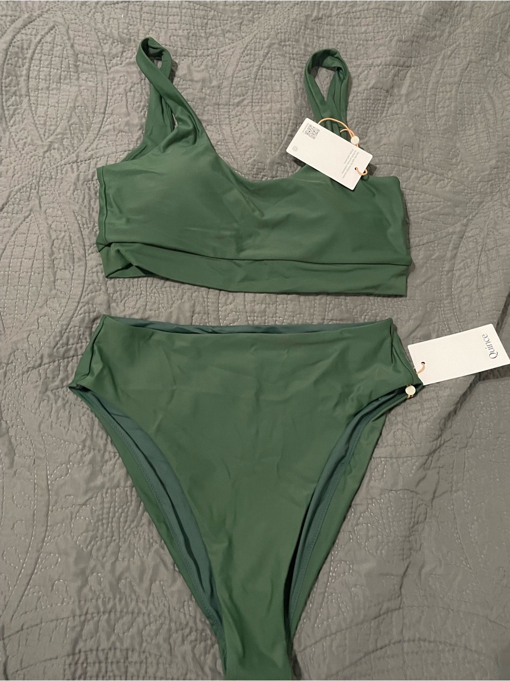 Quince Olive Green High-Waist Bikini Set